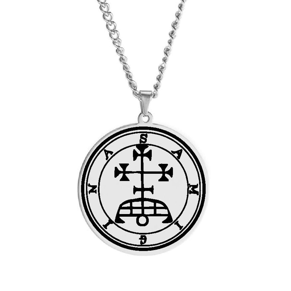 Silver Necklace Of Demon Sigil From The Lesser Key Of Solomon | Goetia Magick Pendants (Sigils 1-12) | Apollo Tarot Jewelry Shop