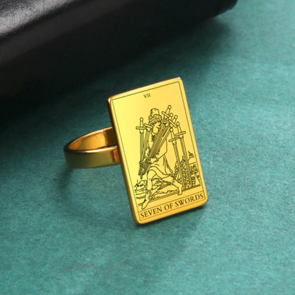 Gold Tarot Ring | Suit Of Swords Rider-Waite-Smith Cards | Apollo Tarot