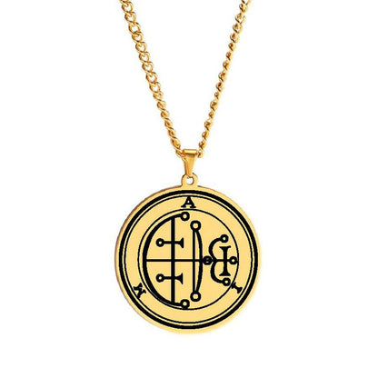 Gold Necklace Of Demon Sigil From The Lesser Key Of Solomon | Goetia Magick Pendants (Sigils 13-24) | Apollo Tarot Jewelry Shop