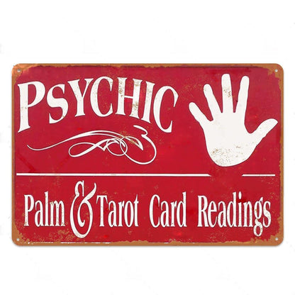 Tarot Psychic Metal Sign | Divination Retro Tin Plaque | Esoteric Wall Art For Witchy Home Decor | Apollo Tarot Shop