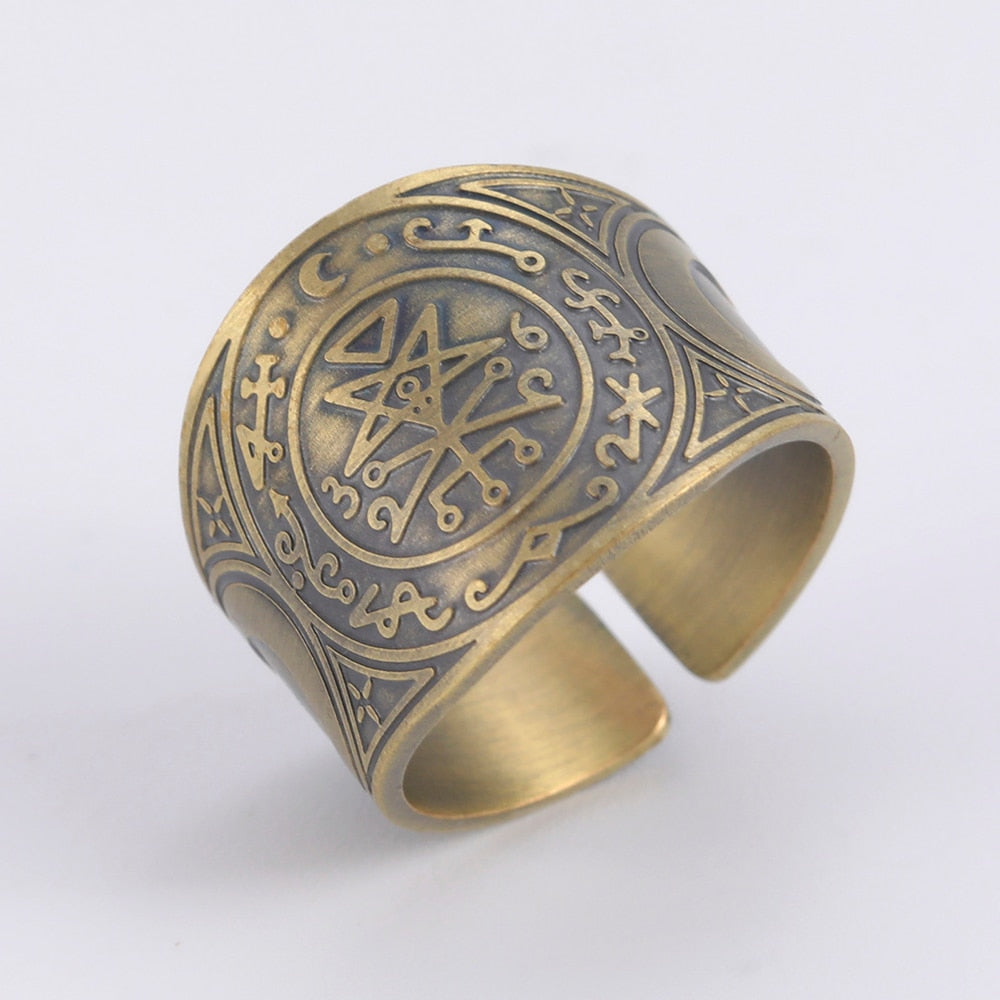 Seal of The 7 Archangels Protection Ring | Metatron Cube Ring Amulet | Lilith Sigil Vintage Ring Jewelry | Apollo Tarot Shop