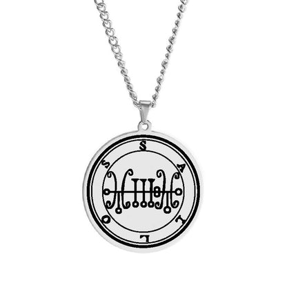 Products Silver Necklace Of Demon Sigil From The Lesser Key Of Solomon | Goetia Magick Pendants (Sigils 13-24) | Apollo Tarot Jewelry Shop