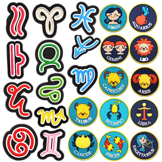 Zodiac Sign Glyph Crocs Charm | Astrology Symbol Slippers Clip | Cute Attach Horoscope Charms Shoes Buckle Accessory | Apollo Tarot Shop