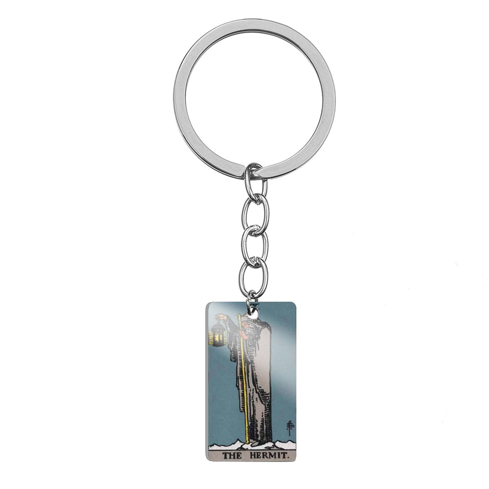 Tarot Card Keychain | Stainless Steel Major Arcana Keyring | Pagan Lucky Amulet | Spiritual Witchy Jewelry Accessories Gift | Apollo Tarot Shop