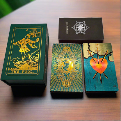 Pink & Green Gold Foil Tarot Cards Deck In Premium Gift Boxes + English Guidebook For Beginner Readers | Apollo Tarot Shop