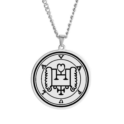 Silver Pendant Necklace With Seals Of The 72 Spirits In The Lesser Key of Solomon (Sigils 49-60) | Apollo Tarot Jewelry Shop