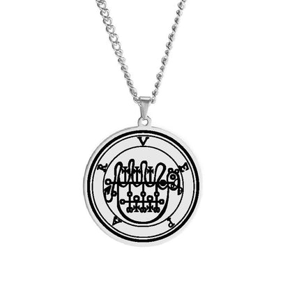 Silver Pendant Necklace With Seals Of The 72 Spirits In The Lesser Key of Solomon (Sigils 37-48)