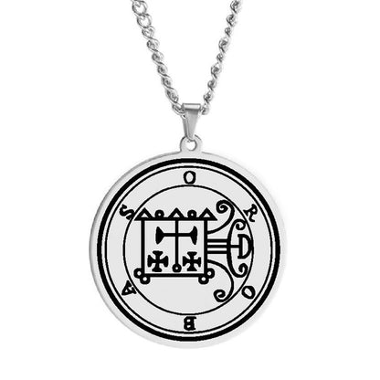 Silver Pendant Necklace With Seals Of The 72 Spirits In The Lesser Key of Solomon (Sigils 49-60) | Apollo Tarot Jewelry Shop