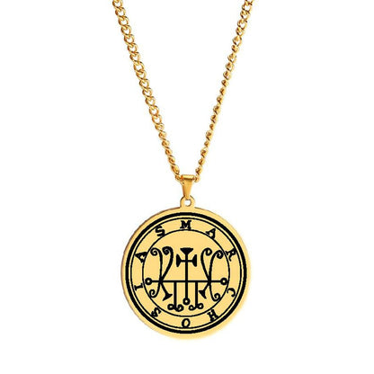 Gold Necklace Of Demon Sigil From The Lesser Key Of Solomon | Goetia Magick Pendants (Sigils 25-36) | Apollo Tarot Jewelry Shop 