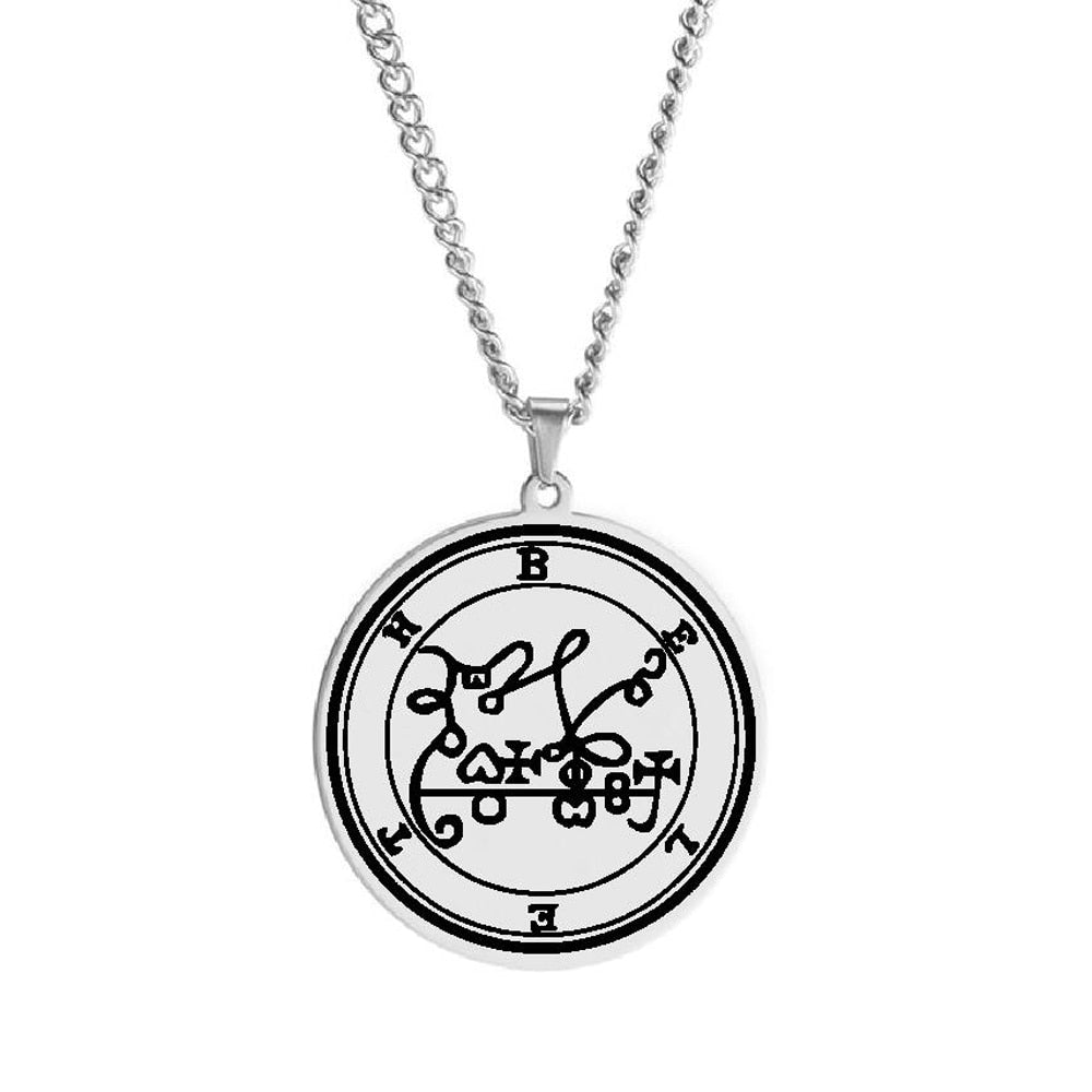Products Silver Necklace Of Demon Sigil From The Lesser Key Of Solomon | Goetia Magick Pendants (Sigils 13-24) | Apollo Tarot Jewelry Shop