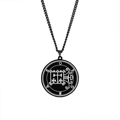 Black Necklace Of Demon Sigil From The Lesser Key Of Solomon | Goetia Magick Goth Pendant | Lemegeton Witchcraft Jewelry For Witchy Men | Apollo Tarot Jewelry Shop