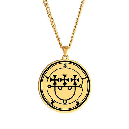 Gold Necklace Of Demon Sigil From The Lesser Key Of Solomon | Goetia Magick Pendants (Sigils 1-12 | Apollo Tarot  Jewelry Shop