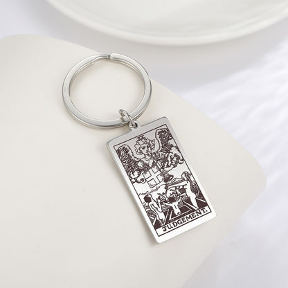 Tarot Card Keychains | All 78 Major & Minor Arcana Tarot Cards RWS Charm | Silver Color Stainless Steel Spiritual Amulet Keyring