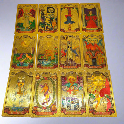 Gold Foil Tarot Deck | Premium Plastic Cards In Economic Tuck Box With English Guidebook For Beginner Divination Readers | Apollo Tarot Shop