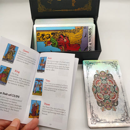 Silver Foil Tarot Deck | Classical Black & White Gold Foil Waterproof Tarot Cards With Magnetic Box As Special Gift | Apollo Tarot Shop