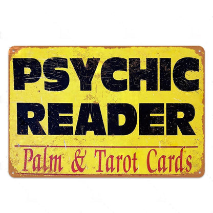 Tarot Psychic Metal Sign | Divination Retro Tin Plaque | Esoteric Wall Art For Witchy Home Decor | Apollo Tarot Shop