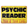 Load image into Gallery viewer, Tarot Psychic Metal Sign | Divination Retro Tin Plaque | Esoteric Wall Art For Witchy Home Decor | Apollo Tarot Shop