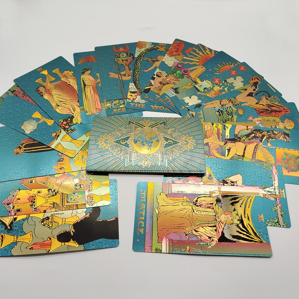 Pink & Green Gold Foil Tarot Cards Deck In Premium Gift Boxes + English Guidebook For Beginner Readers | Apollo Tarot Shop