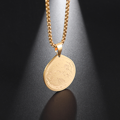 Selene Goddess Necklace | Greek Mythology Deity Of The Moon Statement Jewelry | Stainless Steel Pagan Worship Pendant | Apollo Tarot Jewelry Shop