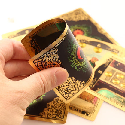 Gold Foil Tarot Deck | High-End Box + Waterproof, Wear-Resistant, Golden Plastic Cards + English Guidebook | Rider-Waite Inspired Divination Gift Set | Apollo Tarot Shop