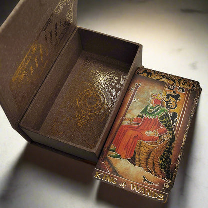 Gold Foil Tarot Deck | Classic Waite Glazed Gold Tarot Cards | Luxury Divination Gift Box + English Guidebook | Apollo Tarot Shop