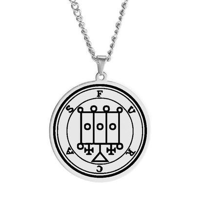 Silver Pendant Necklace With Seals Of The 72 Spirits In The Lesser Key of Solomon (Sigils 49-60) | Apollo Tarot Jewelry Shop