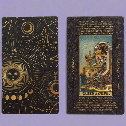 Products Beginner Tarot Deck With Meaning Keywords In Gold Foil Premium Tear-Resistant Cards | Divination Tarot Card Set With English Guidebook For Newbies | Apollo Tarot Shop