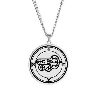 Silver Pendant Necklace With Seals Of The 72 Spirits In The Lesser Key of Solomon (Sigils 37-48)