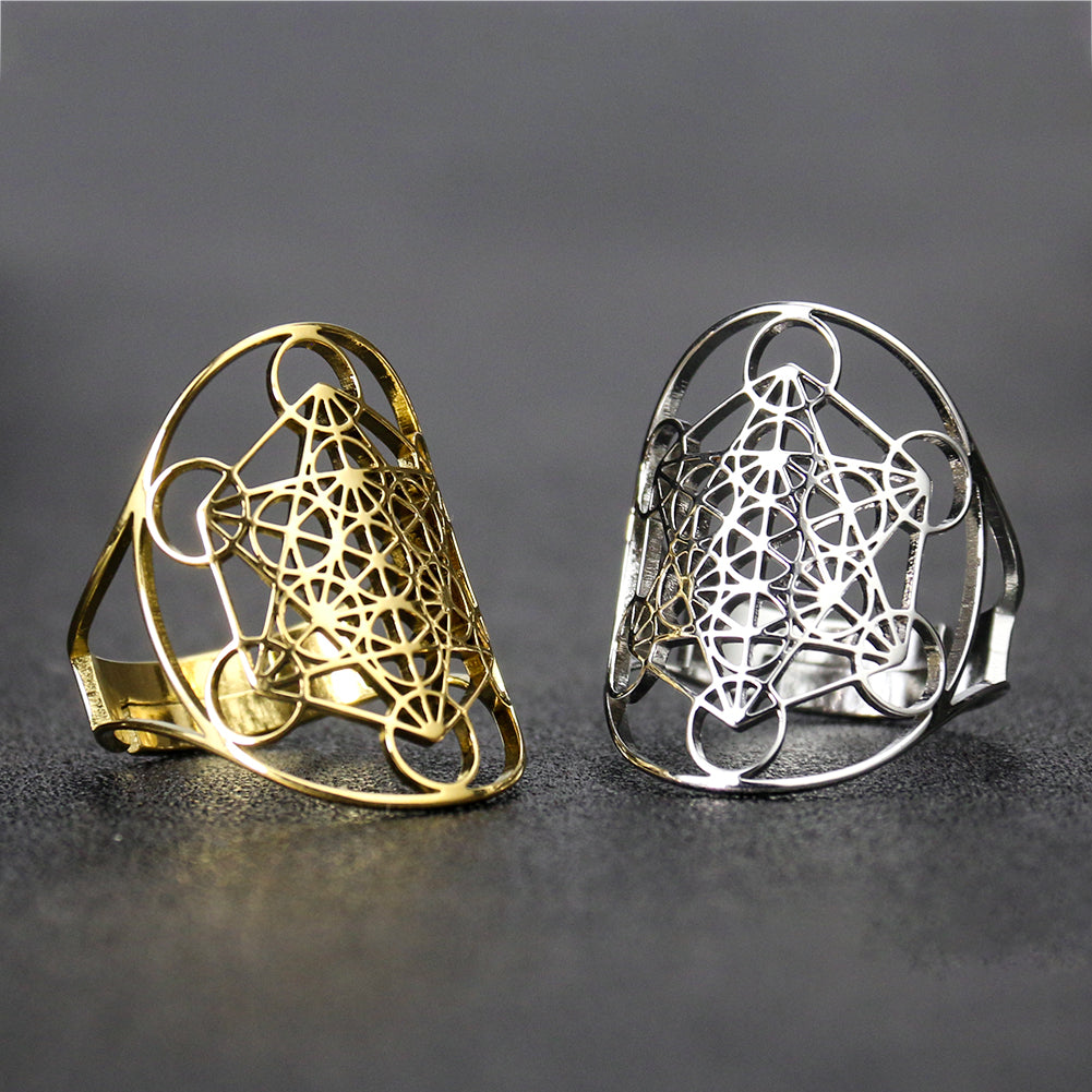 Archangel Metatron Cube Ring | Statement Jewelry | Apollo Tarot Shop
