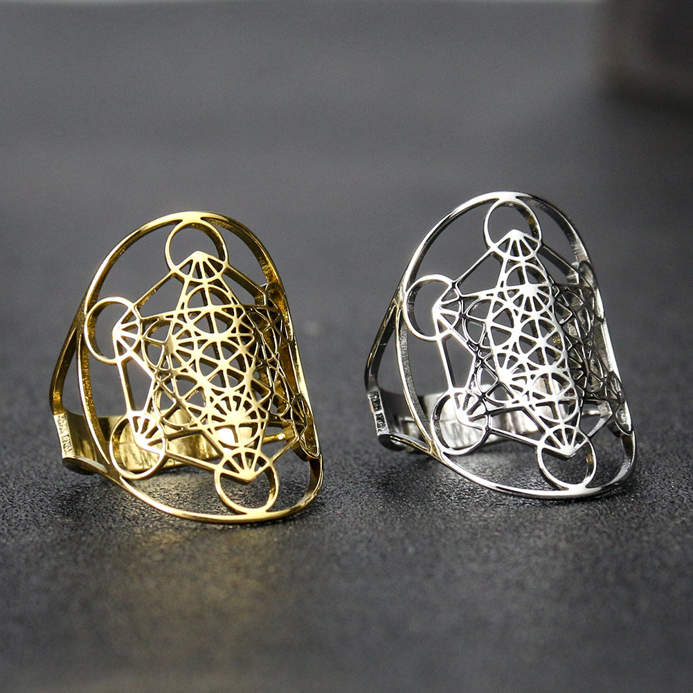 Archangel Metatron Cube Ring | Statement Jewelry | Apollo Tarot Shop