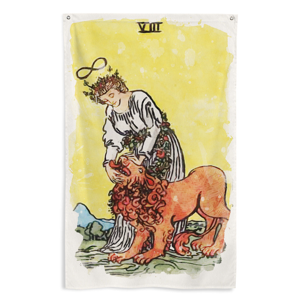 Tarot Tapestry | Strength Tarot Card Wall Flag