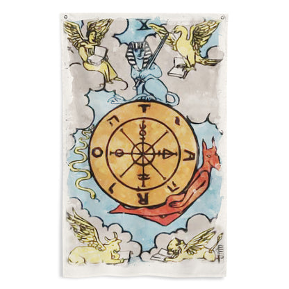 Tarot Tapestry | The Wheel Of Fortune Tarot Card Flag | Apollo Tarot