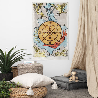 Tarot Tapestry | The Wheel Of Fortune Tarot Card Flag | Apollo Tarot