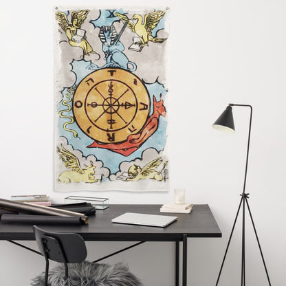 Tarot Tapestry | The Wheel Of Fortune Tarot Card Flag | Apollo Tarot