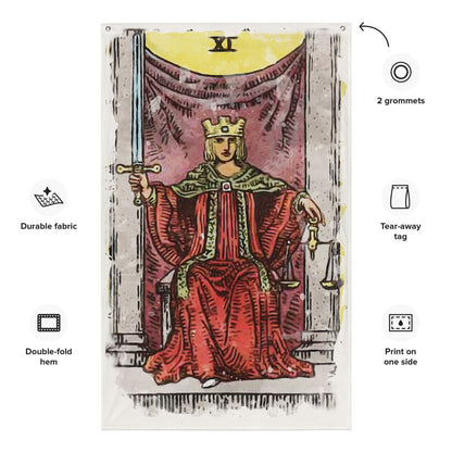 Tarot Tapestry | Justice Tarot Card Wall Flag