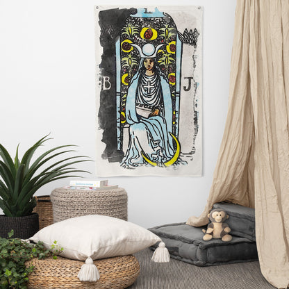 Tarot Wall Tapestry | The High Priestess Tarot Card Flag | Apollo Tarot