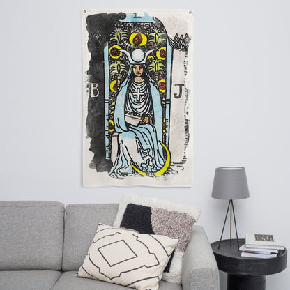 Tarot Wall Tapestry | The High Priestess Tarot Card Flag | Apollo Tarot