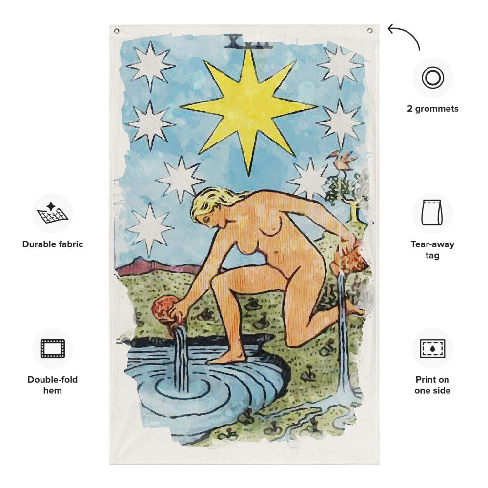 Tarot Wall Tapestry | The Star Tarot Card Flag | Apollo Tarot