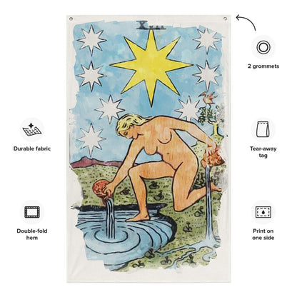 Tarot Wall Tapestry | The Star Tarot Card Flag | Apollo Tarot