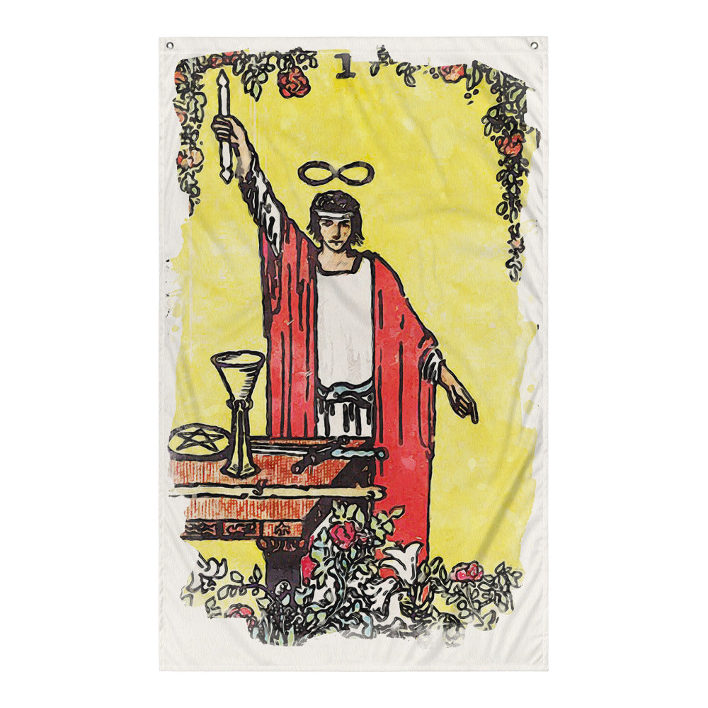 Tarot Wall Tapestry | The Magician Tarot Card Flag | Apollo Tarot