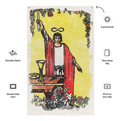 Tarot Wall Tapestry | The Magician Tarot Card Flag | Apollo Tarot