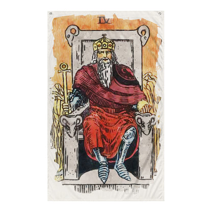 Tarot Wall Tapestry | The Emperor Tarot Card Flag | Apollo Tarot