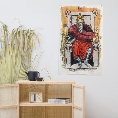 Tarot Wall Tapestry | The Emperor Tarot Card Flag | Apollo Tarot