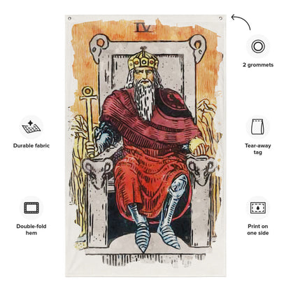 Tarot Wall Tapestry | The Emperor Tarot Card Flag | Apollo Tarot