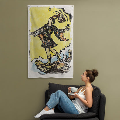 Tarot Wall Tapestry | The Fool Tarot Card Flag | Apollo Tarot