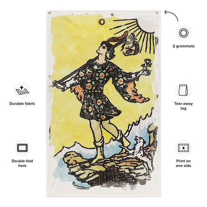 Tarot Wall Tapestry | The Fool Tarot Card Flag | Apollo Tarot