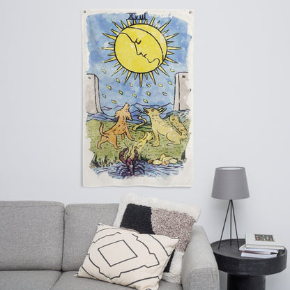 Tarot Wall Tapestry | The Moon Tarot Card Flag | Apollo Tarot