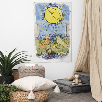 Tarot Wall Tapestry | The Moon Tarot Card Flag | Apollo Tarot