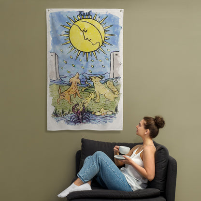 Tarot Wall Tapestry | The Moon Tarot Card Flag | Apollo Tarot