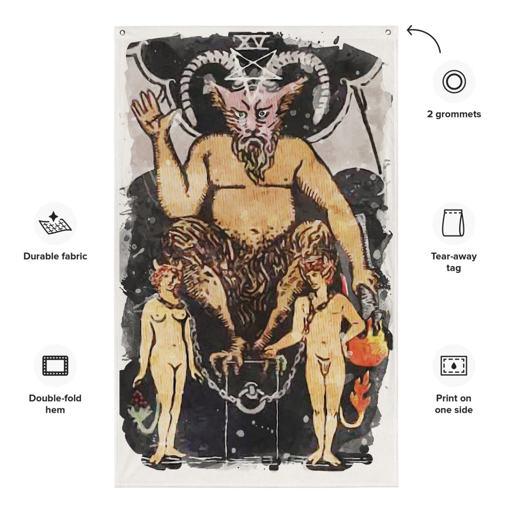 Tarot Tapestry | The Devil Tarot Card Wall Flag | Apollo Tarot